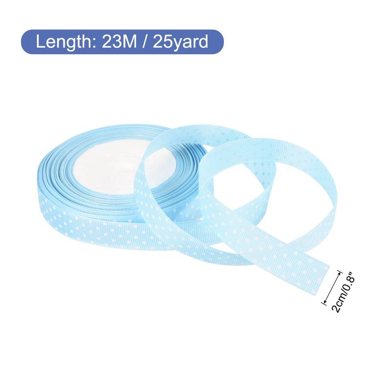 Grosgrain Ribbons with Dots Ribbon Bow Decoration - Light Blue - 25 Yards 3/4 Inch