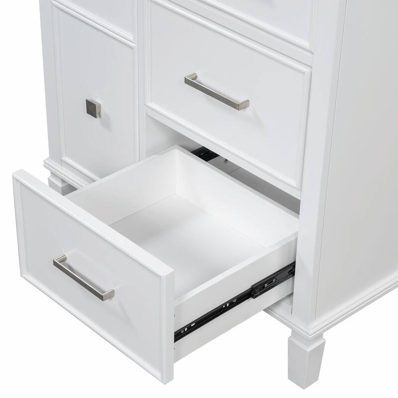 30" Bathroom Vanity with Ceramic Sink, Flip-Out Plumbing Drawer, Soft Close Doors & Drawers