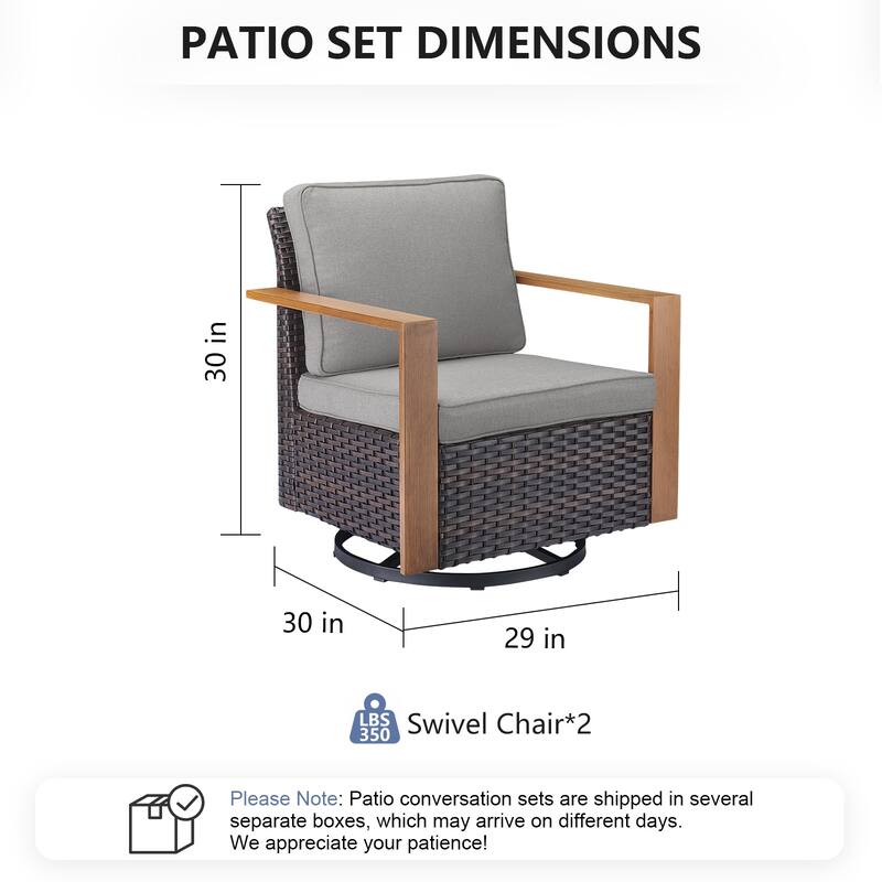 Pocassy 4 Pieces Outoor Swivel Chairs Glider Chair Set