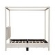 preview thumbnail 5 of 10, Canvas-upholstered Canopy Bed - Platform Wingback Bed Frame with USB, Type-C Ports Headboard, 4 Canopy Columns, 2 Sides Pocket
