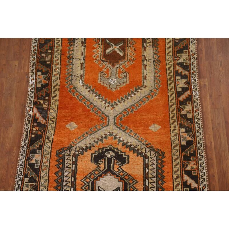Vegetable Dye Viss Persian Vintage Runner Rug Handmade Wool Carpet - 3'10"x 9'6"