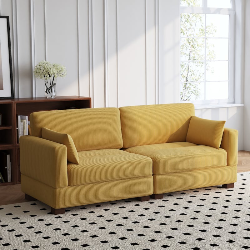 84.5″W Modern Corduroy Couch Modular Sofa