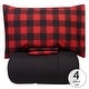 preview thumbnail 2 of 3, Sweet Home Collection Burgundy Black Buffalo Check Sheet & Solid Black Comforter Set Twin