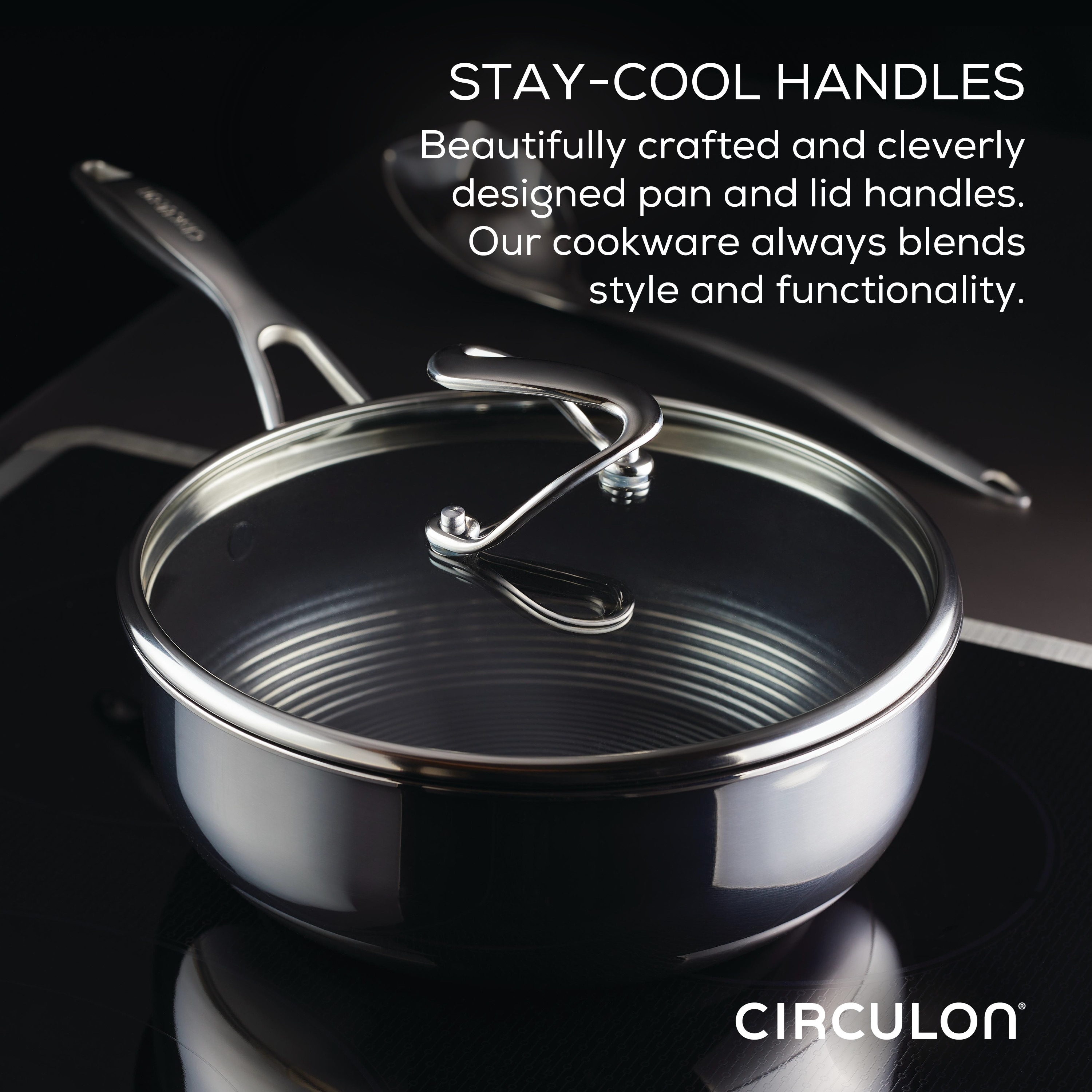 Circulon Clad Stainless Steel Cookware and Utensil Set with Hybrid