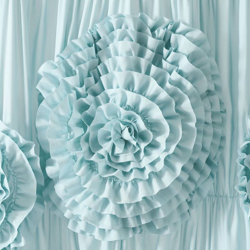 Silver Orchid Bara Ruffle Flower Trim Shower Curtain