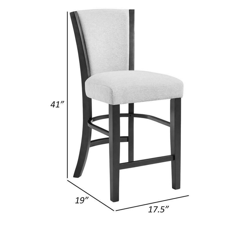 24 Inch Set of 2 Counter Height Chair with Fabric Upholstery and Wood Frame - 17.5 L x 19 W x 41 H Inches