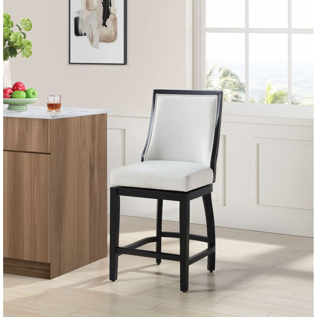 Katherine Linen Upholstered Swivel Barstool