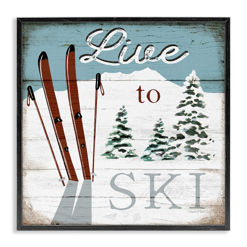 Stupell Live To Ski Rustic Snow Sports Rustic Cabin Framed Wall Art