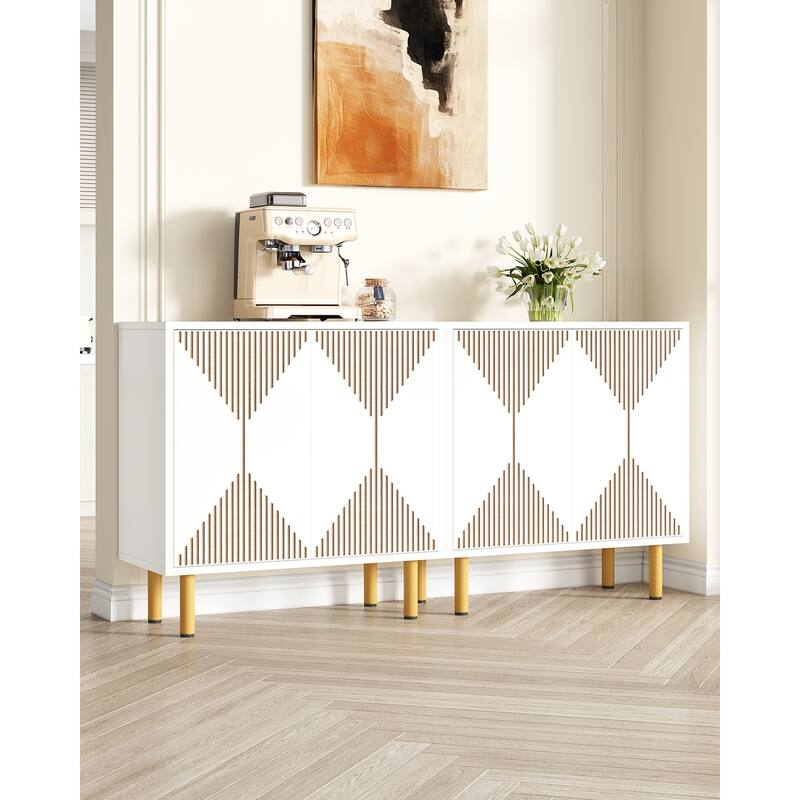 59 inches Modern White Storage Cabinet Set for Living Room, Dining Room, Garage