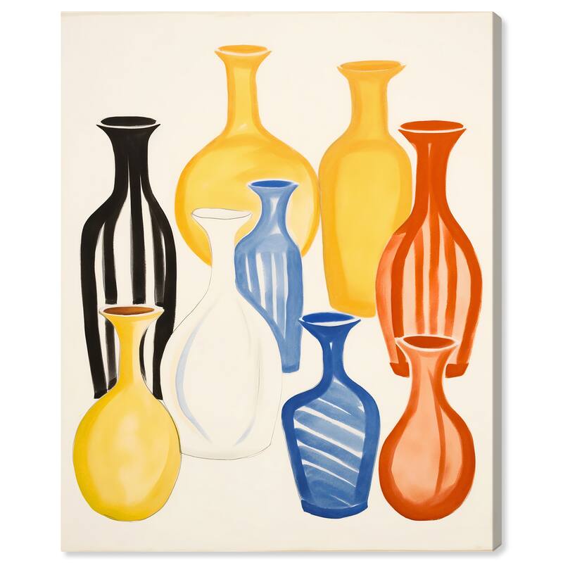 Wynwood Studio Canvas Floral and Botanical Transparent Vases Yellow and Modern & Contemporary Wall Art Canvas Print