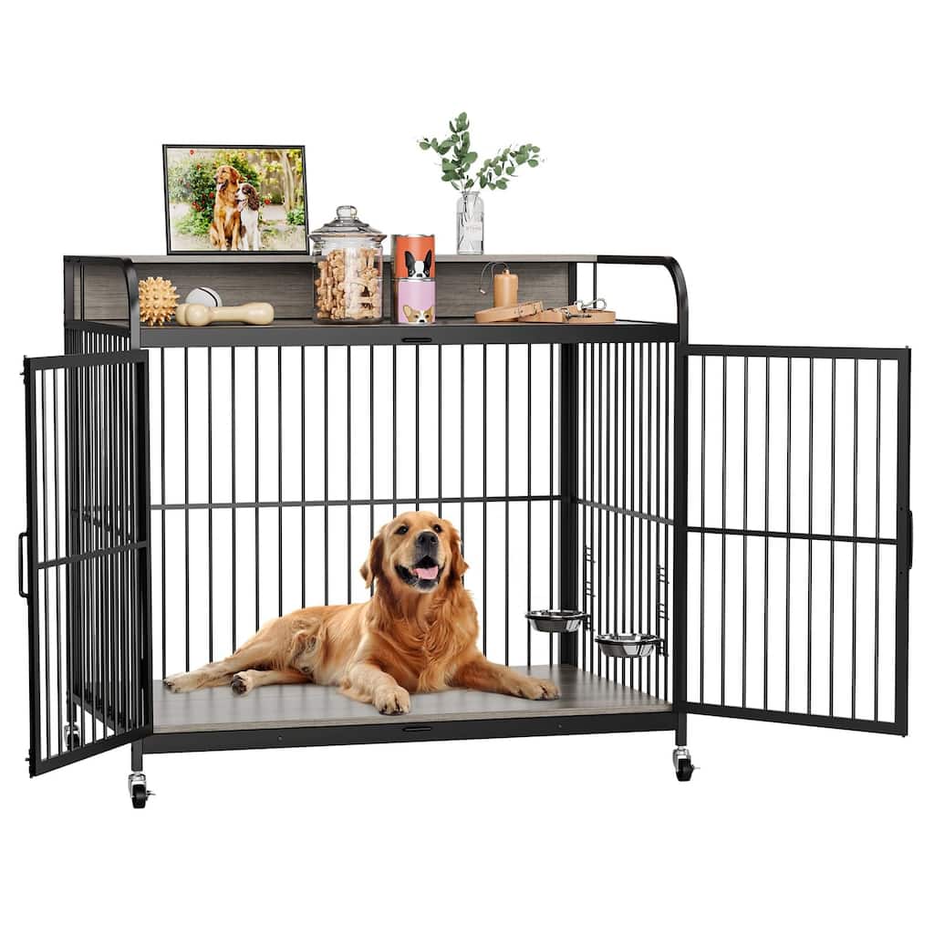 Large Wooden Dog Crate Furniture End Table Heavy Duty Dog Kennel Indoor
