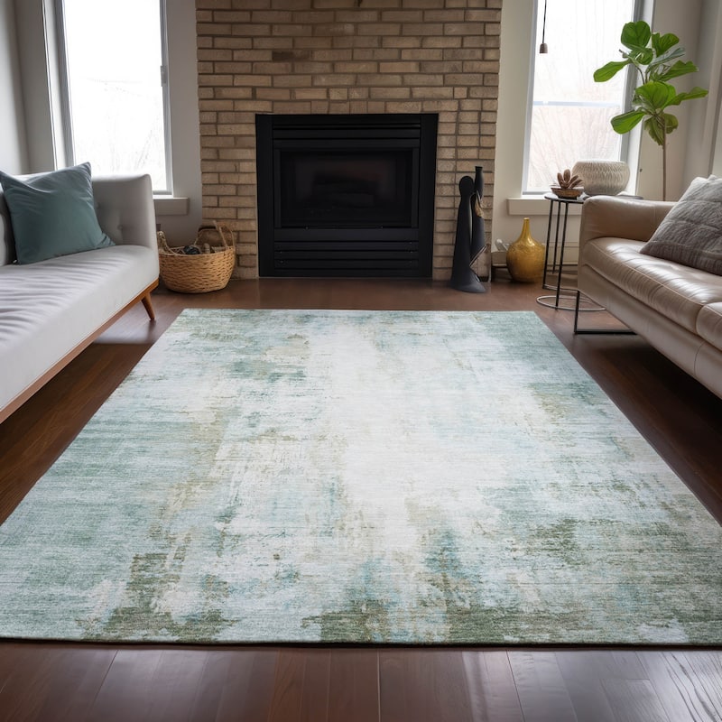 Machine Washable Indoor/Outdoor Abstract Solid Chantille Rug