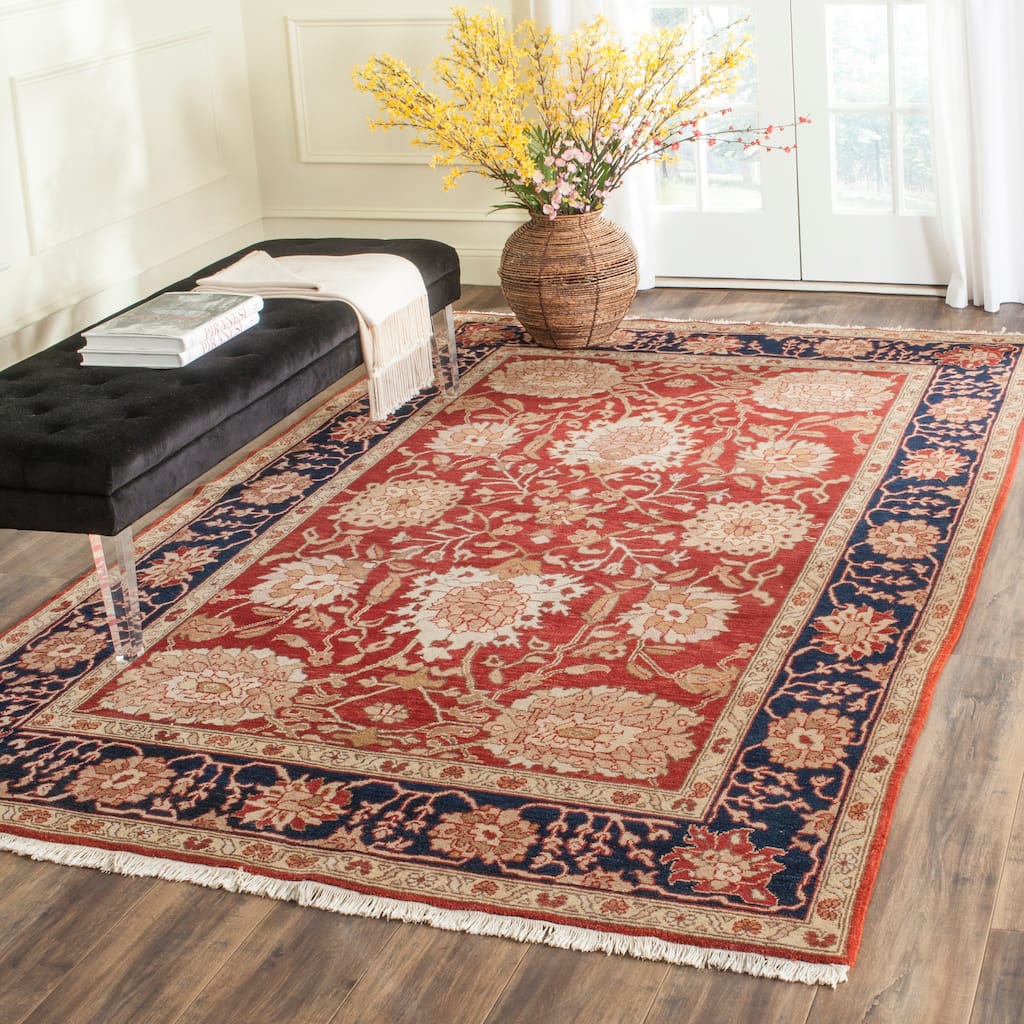 SAFAVIEH Oushak Hand-knotted Mita Red/ Navy Wool Rug