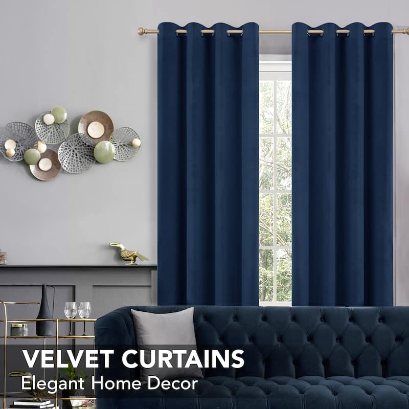 Deconovo Velvet Blackout Curtains, 2 Panels, Thermal Insulated