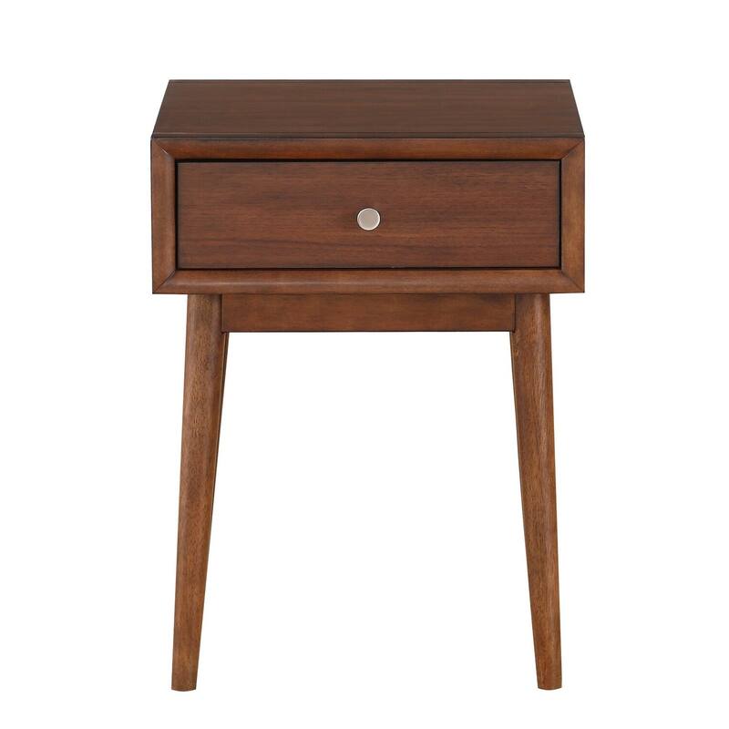18 in. Brown Rectangle Wood End Table with Storage Drawer for Convenience