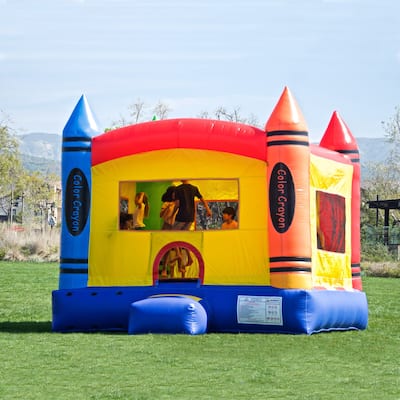 HeroKiddo Crayon Commercial Grade Inflatable Bounce House for Kids with Air Blower Included, Lightweight, Outdoor Play