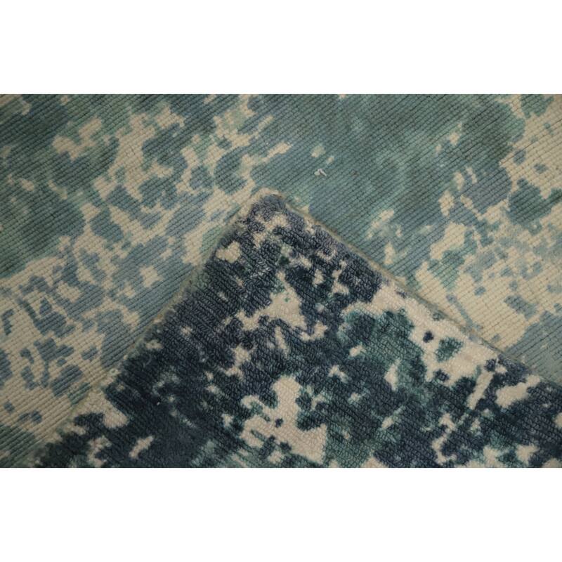 Hand Knotted Oriental Viscose Silk Carpet Modern All-Over Multi-Colored Abstract Area Rug - 7' 11'' X 4' 11''