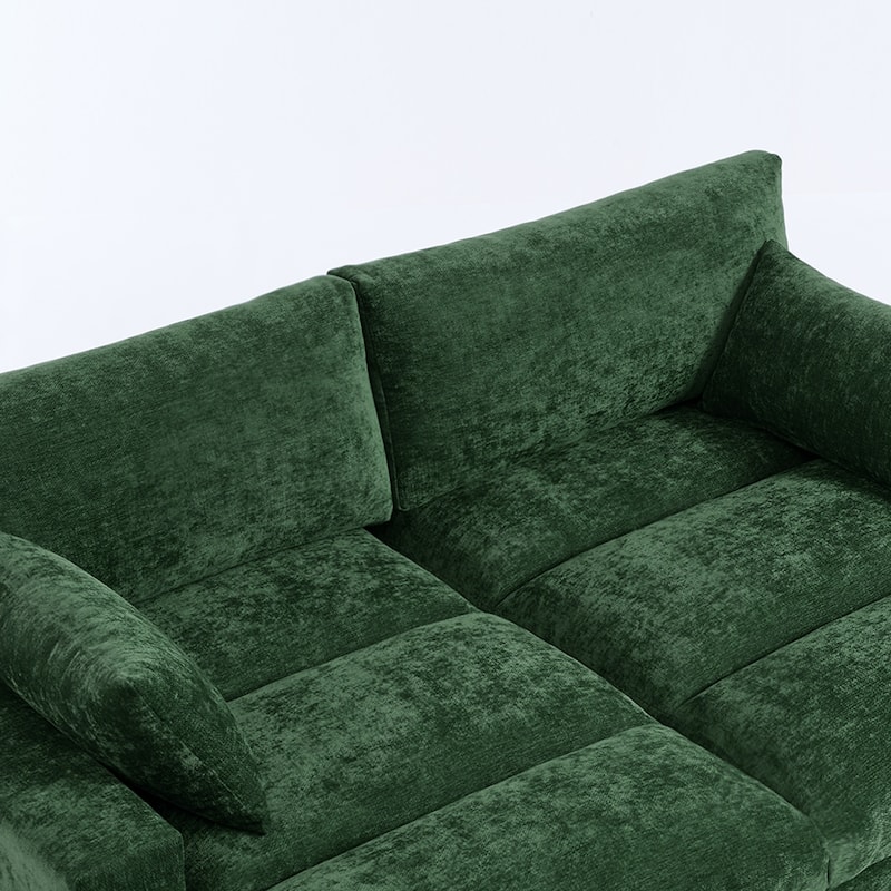 Mid-Century Chenille Adjustable Headrest Chaise Lounge Sofa