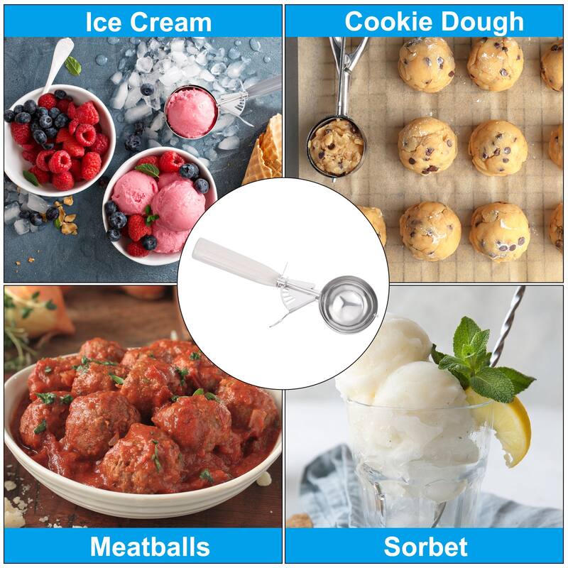 3.2 Ounce Ice Cream Scoop with Trigger, Portion Cookie Scoop, Beige