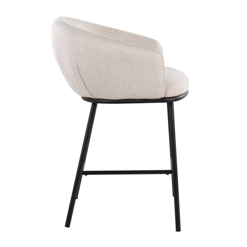 Porch & Den Kacie Counter Stool in Black Steel and Fabric - Set of 2
