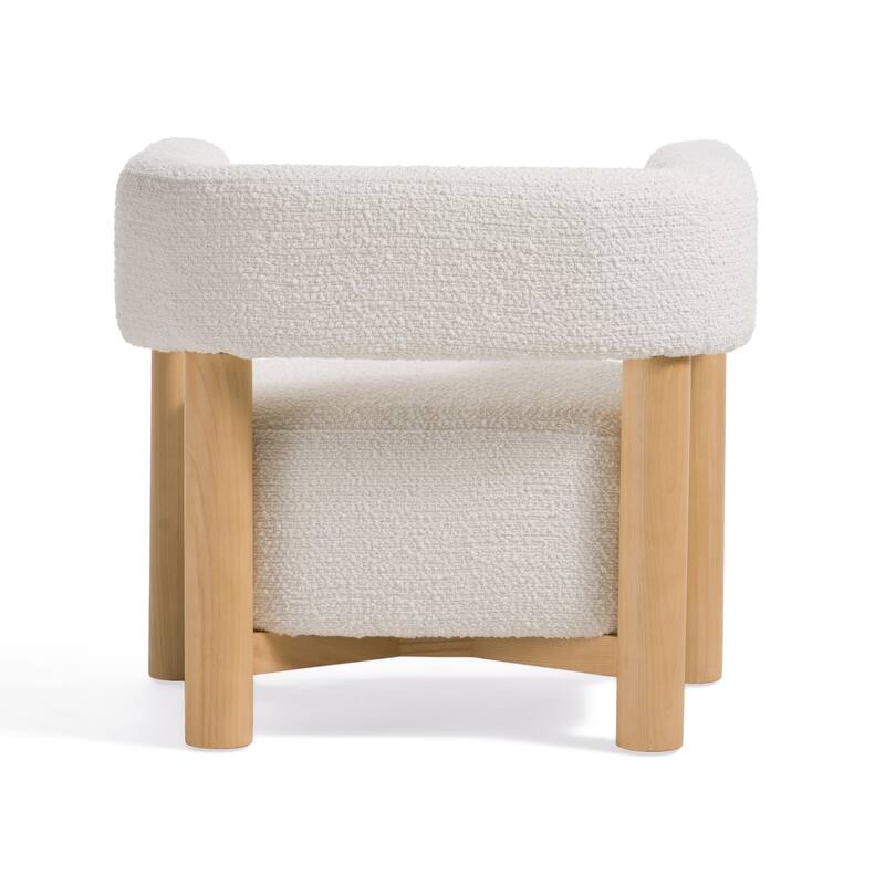 Modrest Fang Modern White Fabric & Wood Accent Chair