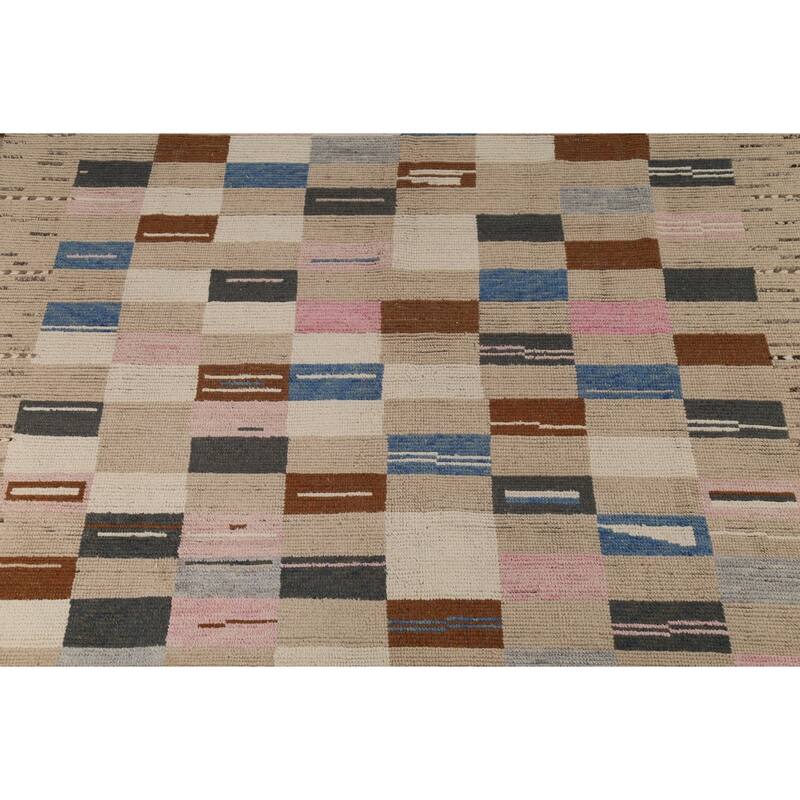 All-Over Geometric Moroccan Oriental Area Rug Hand-Knotted Wool Carpet - 8'11"x 12'4"