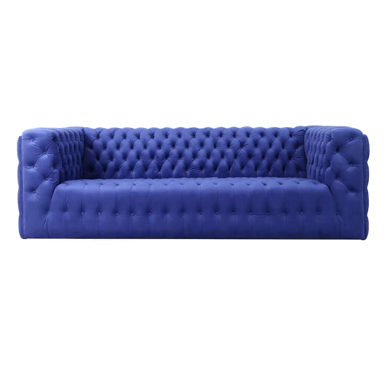 Pasargad Home Vicenza Velvet Tufted Sofa - L89.37"XD36.22"XH30" - Blue