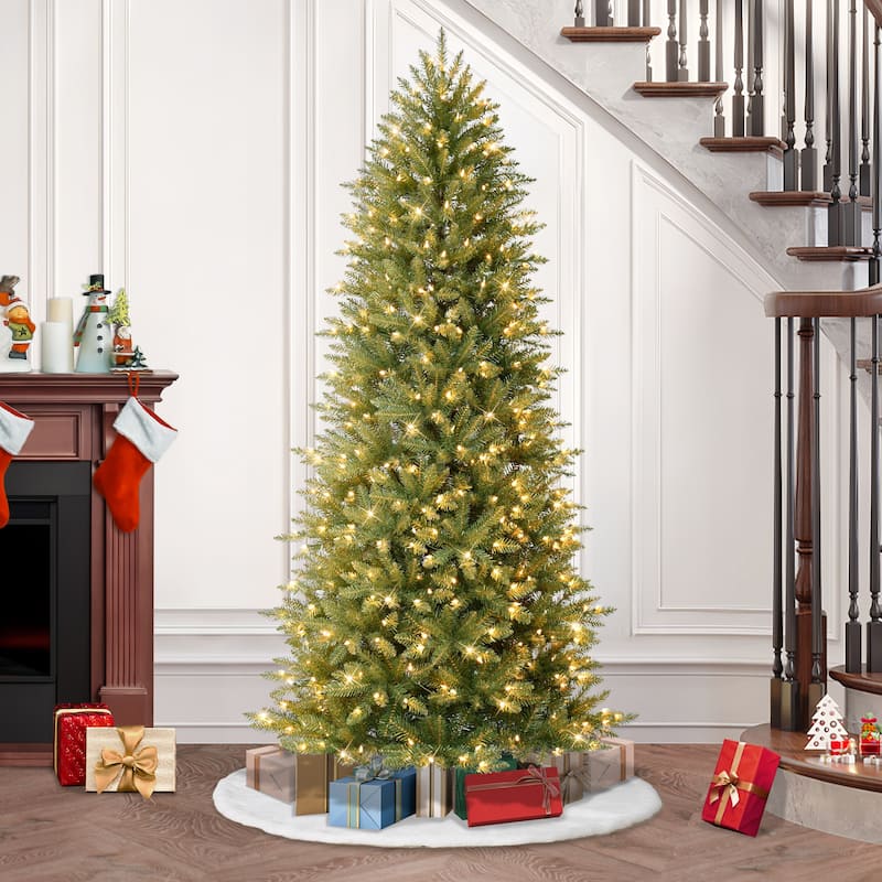 Puleo International 7.5 ft. Pre Lit Slim Fraser Fir Artificial Christmas Tree - 7.5 Foot - Green