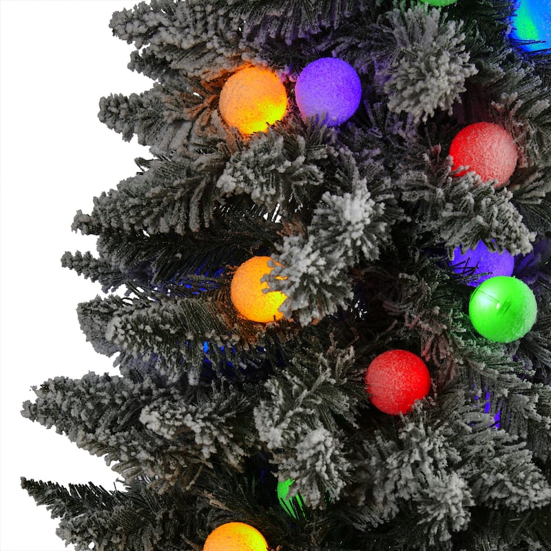 Artificial Christmas Tree 6.5ft with Lights & Planter - Holiday Decor, Festive Tree, Indoor Xmas Tree - Multicolor - 78