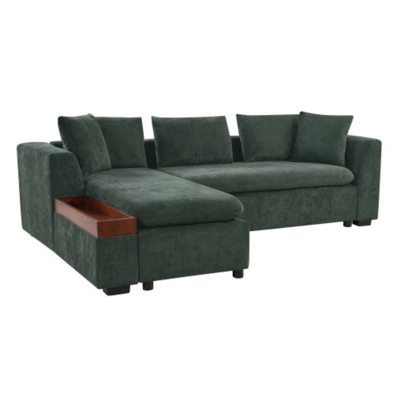 L-Shaped Sofa Couch with Built-in Wooden Storage Compartment by Harper&Bright Designs