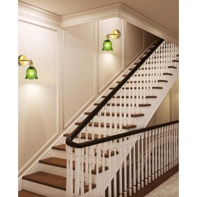 E26 Socket light bulb tulip green wall sconce glass wall lights