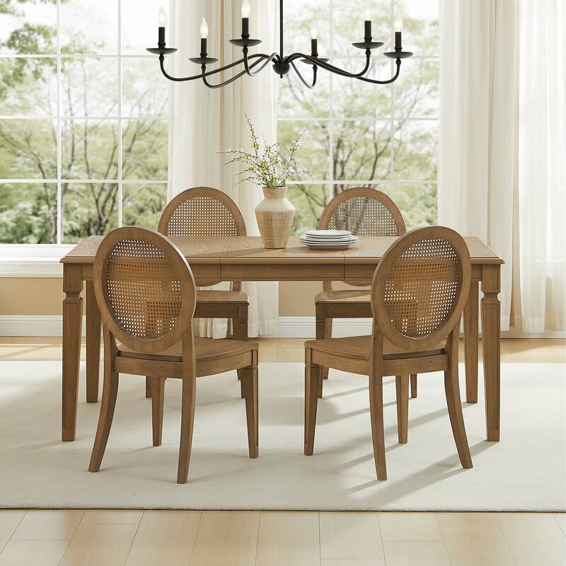 Crosley Katia 5-Piece Dining Table Set For 4 With Cane-Back Chairs
