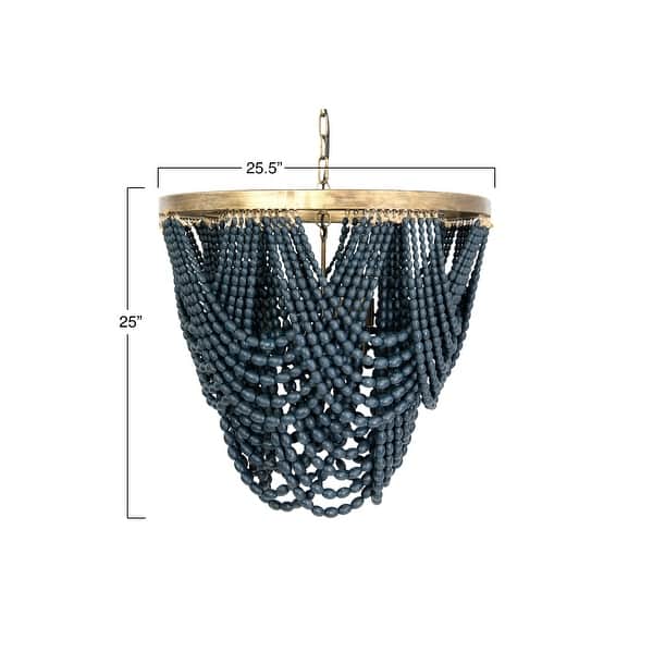 dimension image slide 3 of 5, 2-Tier Draped Wood Bead Chandelier