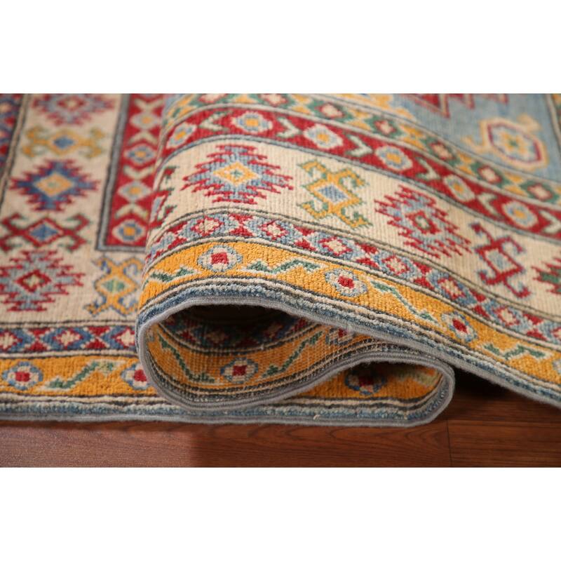 Geometric Kazak Oriental Accent Rug Hand-Knotted Wool Carpet - 3'5"x 5'0"
