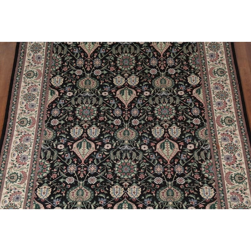 Black Vegetable Dye Aubusson Chinese Area Rug Hand-Knotted Wool Carpet - 6'2"x 9'7"