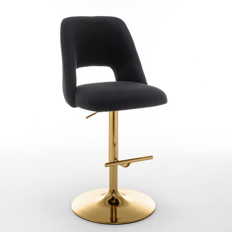 Best Quality Furniture Adjustable Textured Fabric Barstools with Chrome Finish Base (Set of 2)