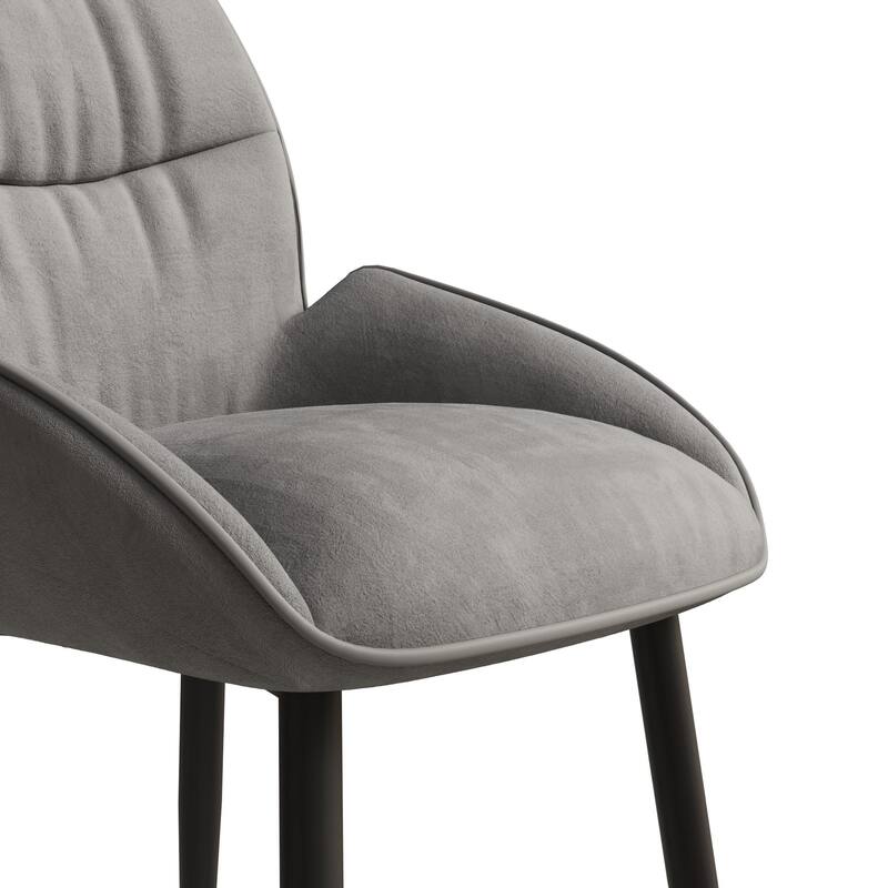 Velvet Upholstered Dining Chair Set of 4, Modern Kitchen Armless Chair with Metal Legs Parsons Chair with Tufted Backrest