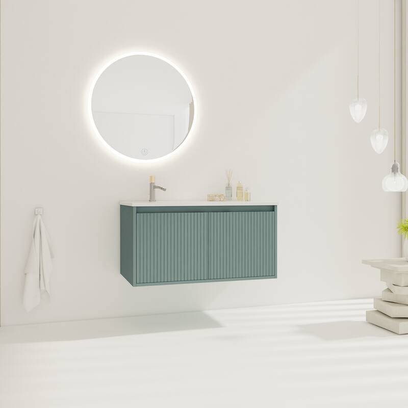 36" Floating Bathroom Vanity with Drop-Shaped Resin Sink