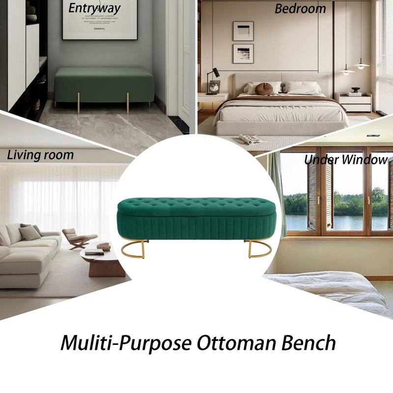 Velvet Storage Bench for Bedroom