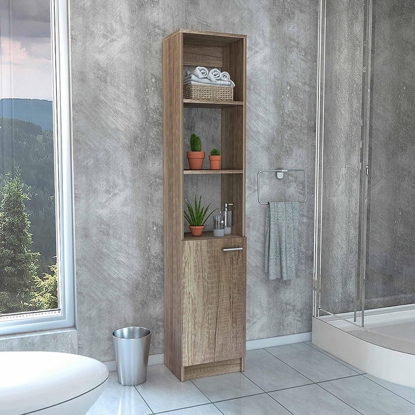 Bathroom Free Standing Linen Cabinet,with 5 Shelves and 1 Door - Bed ...