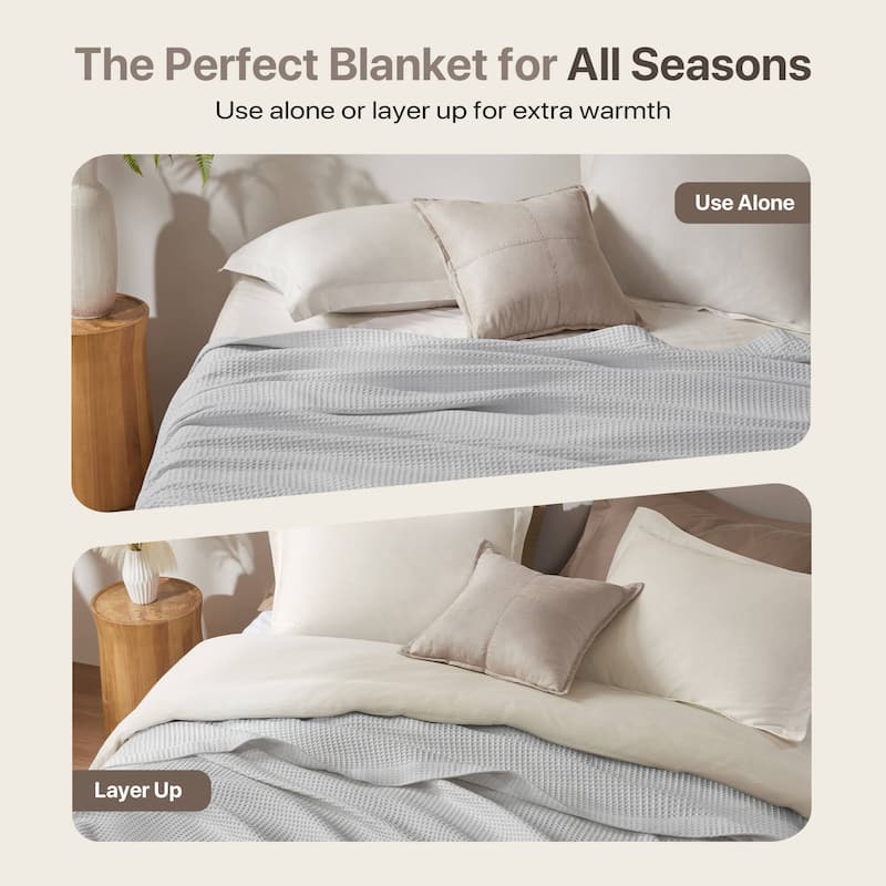 Madison Park Waffle Weave Cotton Blanket