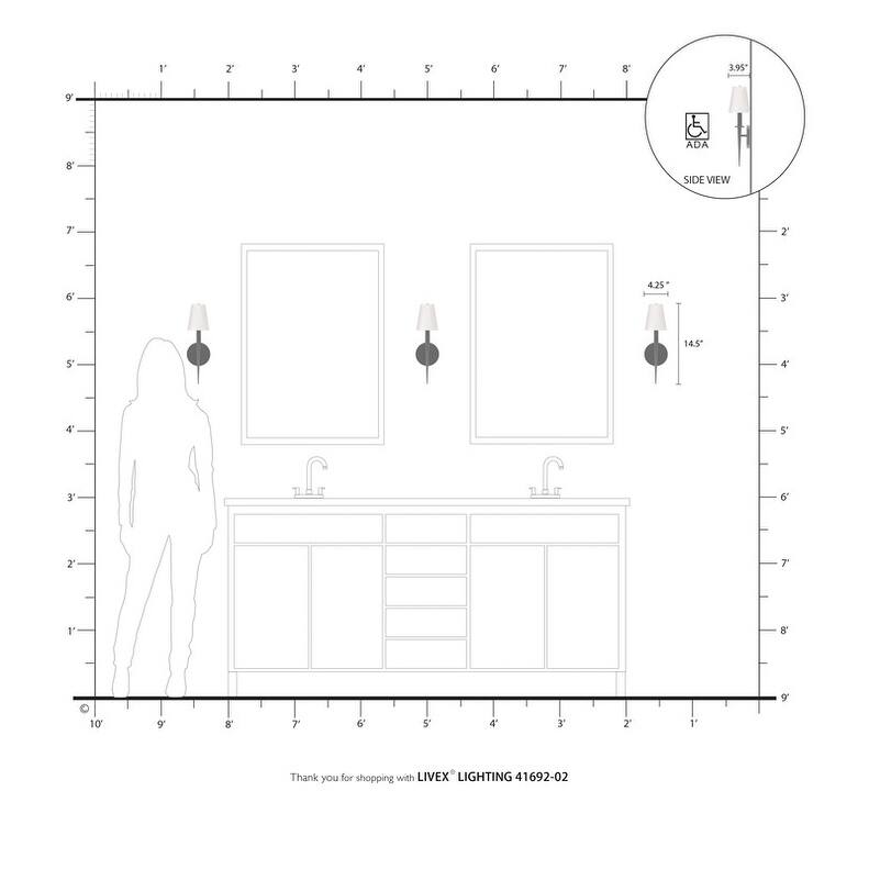 Livex Lighting 1-light Wall Sconce, 41692-02 - 4.25" W X 14.5" H X 3.95" EXT