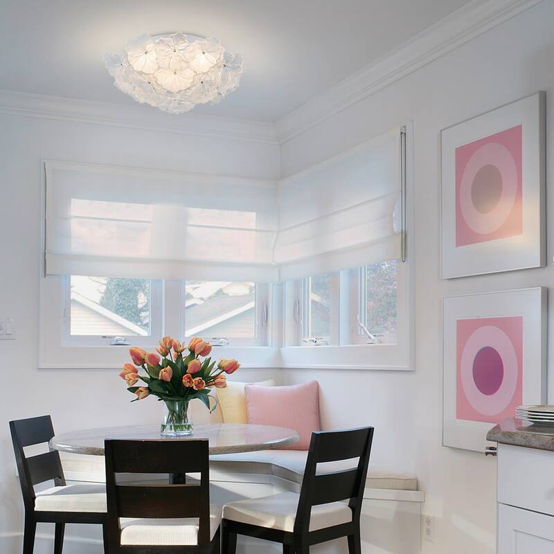 LED Flush Mount Ceiling Light with Clear and Frosted Glass Petal Design