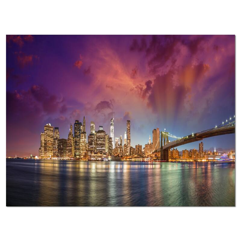 New York Manhattan Skyline with Clouds - Cityscape Canvas print - Multi-color