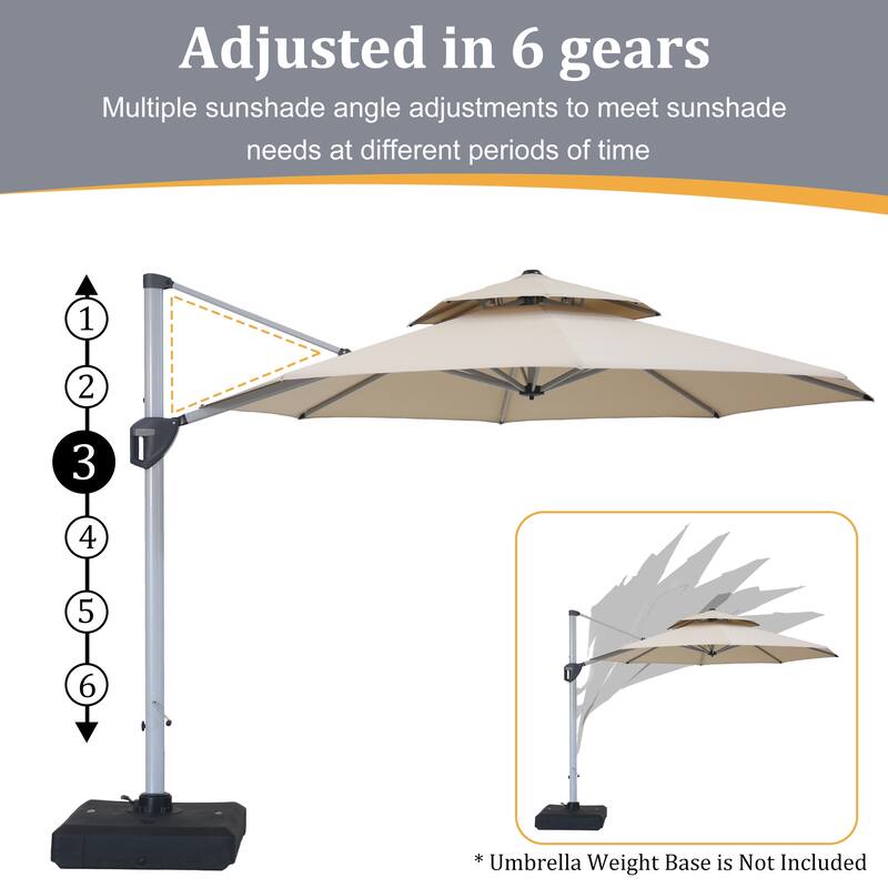 Clihome 11ft Patio Cantilever Octagonal Outdoor Umbrella With Umbrella Cover