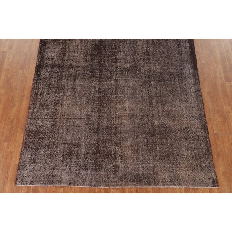 Over-Dyed Solid Anatolian Turkish Vintage Rug Handmade Wool Carpet - 6'11" x 10'7"