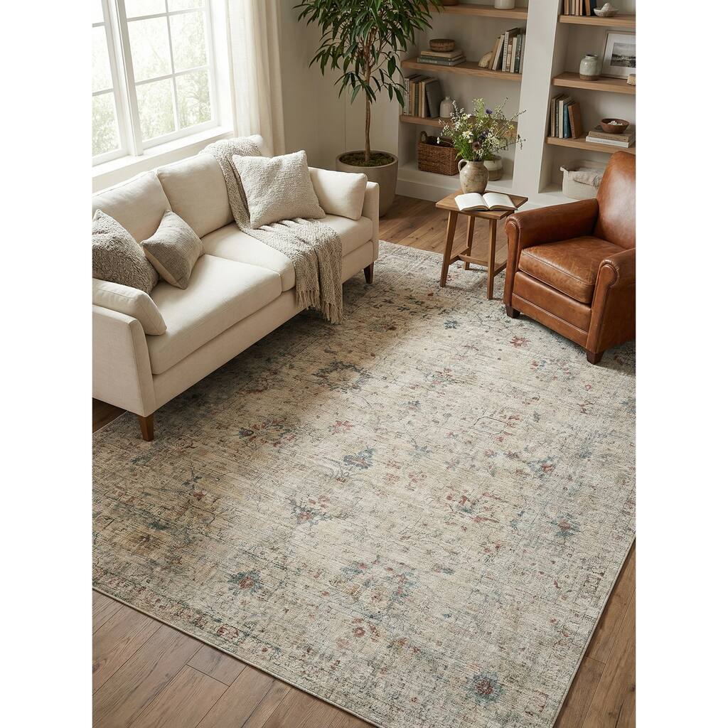 EXQUISITE RUGS Kensington Hand-loomed Wool/Bamboo Silk Beige Area Rug.