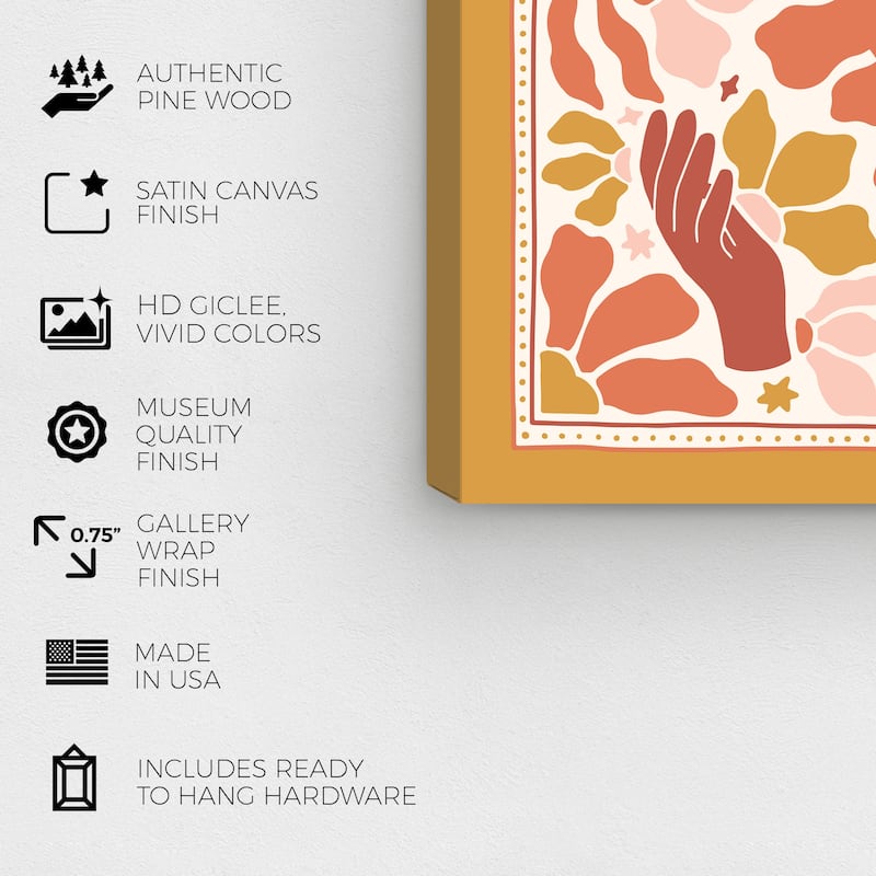 Wynwood Studio Canvas Abstract Floral Pattern Scarf Orange and Ochre Modern & Contemporary Wall Art Canvas Print