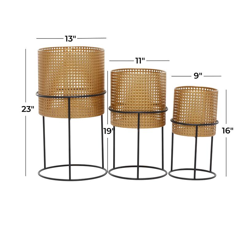 White Black or Gold Basket Style Glam Modern Planter Stands (Set of 3) - S/3 23", 19", 15"H