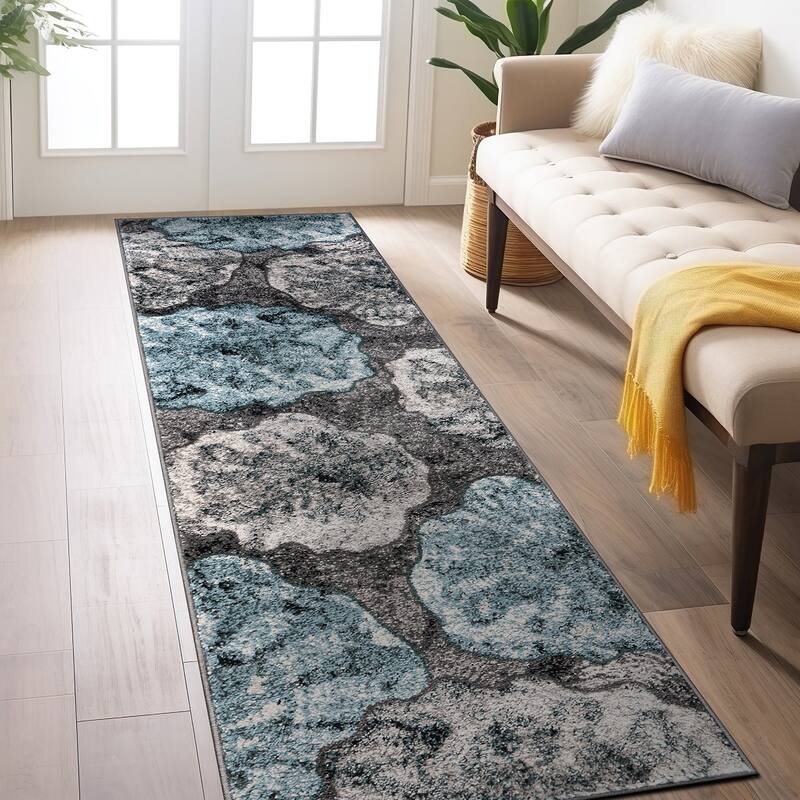 World Rug Gallery Contemporary Floral Design Black Area Rug